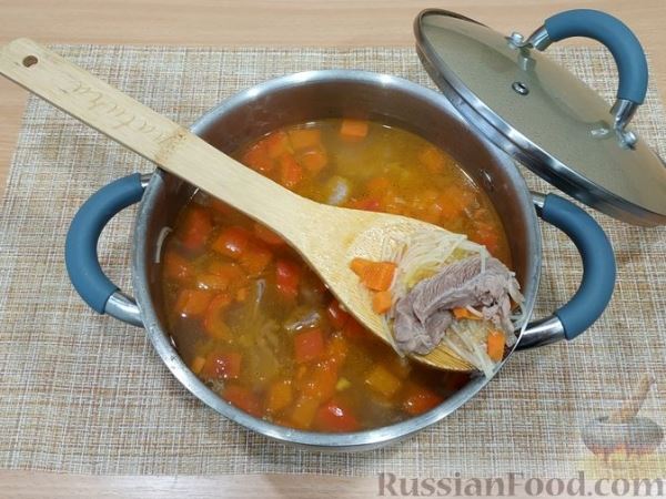 Суп из говядины с вермишелью и овощами