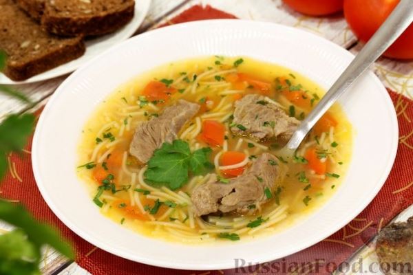 Суп из говядины с вермишелью и овощами