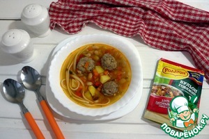 Суп с фрикадельками, фасолью и лапшой