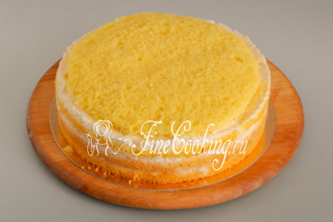 Торт Мимоза (бисквитный с заварным кремом и ананасами)